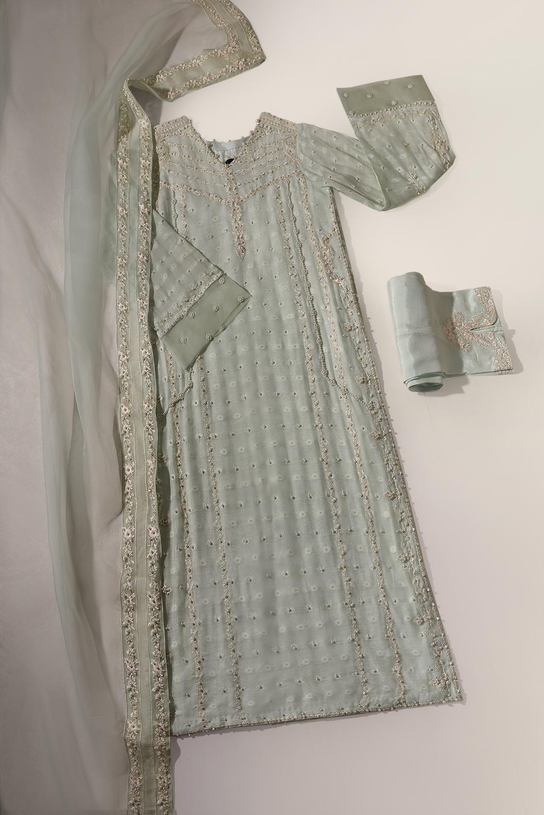 Areesha Embossed Ice Green Areesha Embossed Ice Green