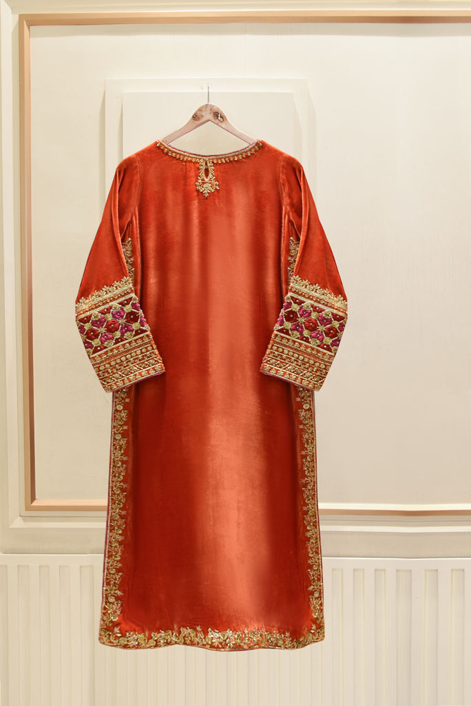 Rust Chatapatti Velvet | Aghanoor Bridal Rust Chatapatti Velvet | Aghanoor Bridal