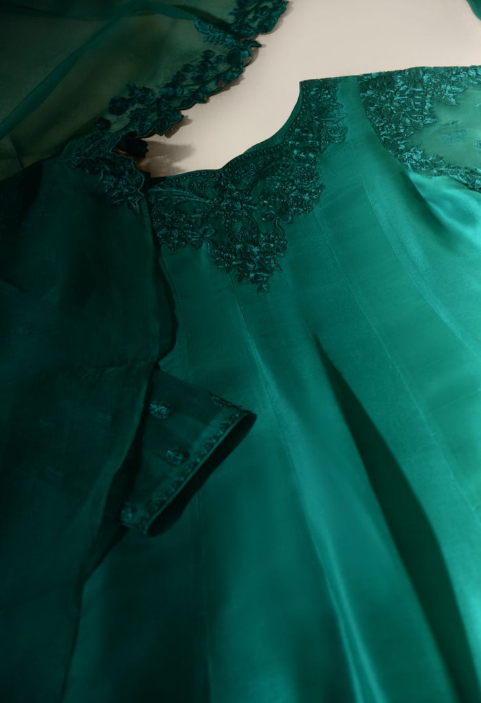 agha noor green dress Agha Noor Suit - 2 Piece Embroidered Cotton Net