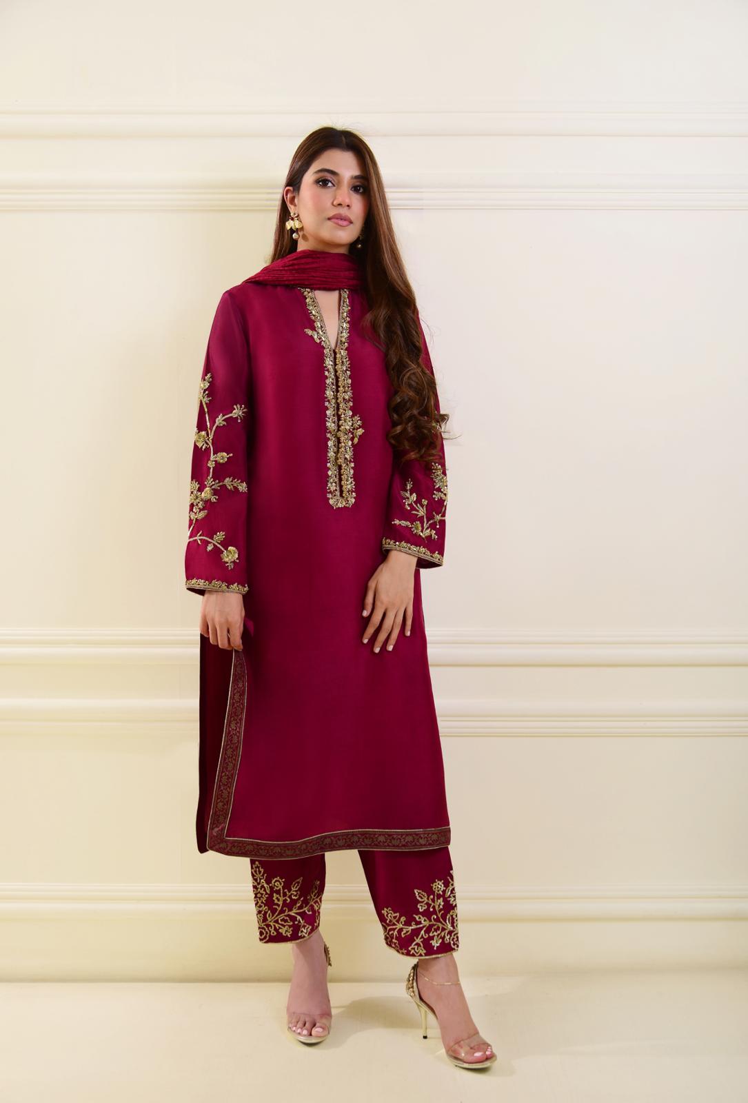 agha noor red dress Ruby Red
