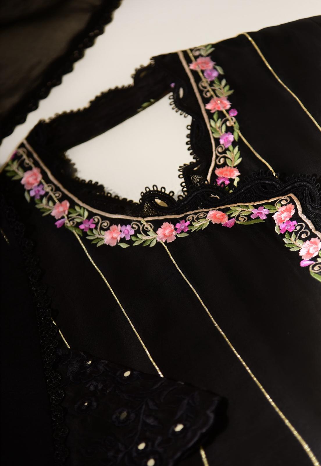 princess polly baby blue dress Classic Black Hand Embroidery Ari Work - Winter Marina