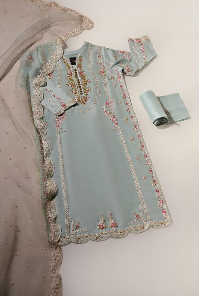 mirror work party wear agha noor dresses Agha Noor Heavy Embroidered with Mirror organza dupatta- NA10194 Natives