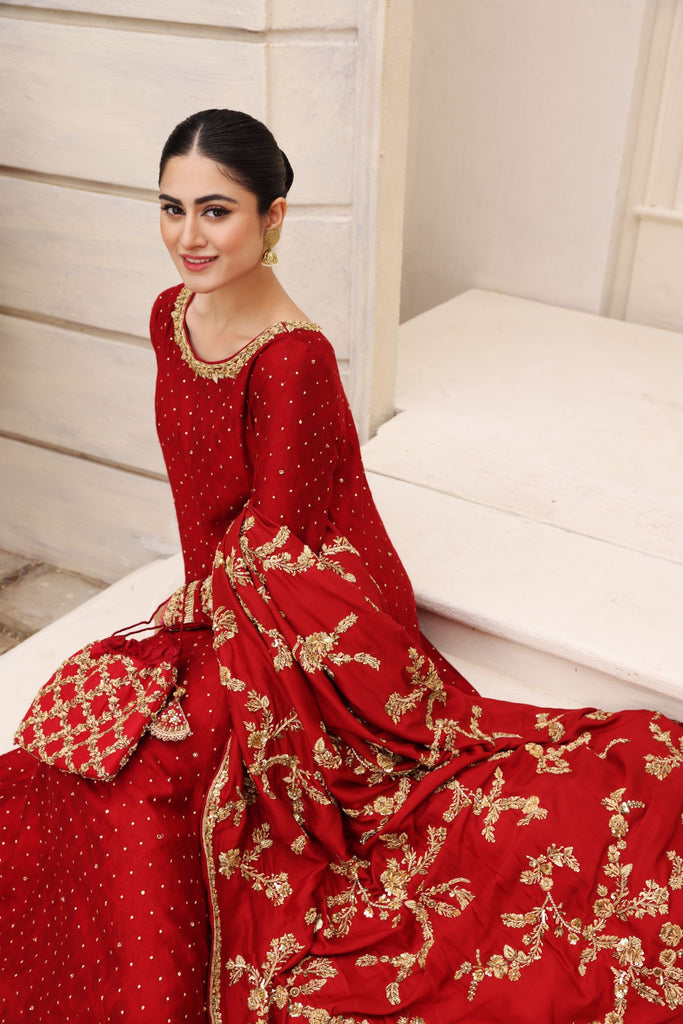 agha noor red dress Anika