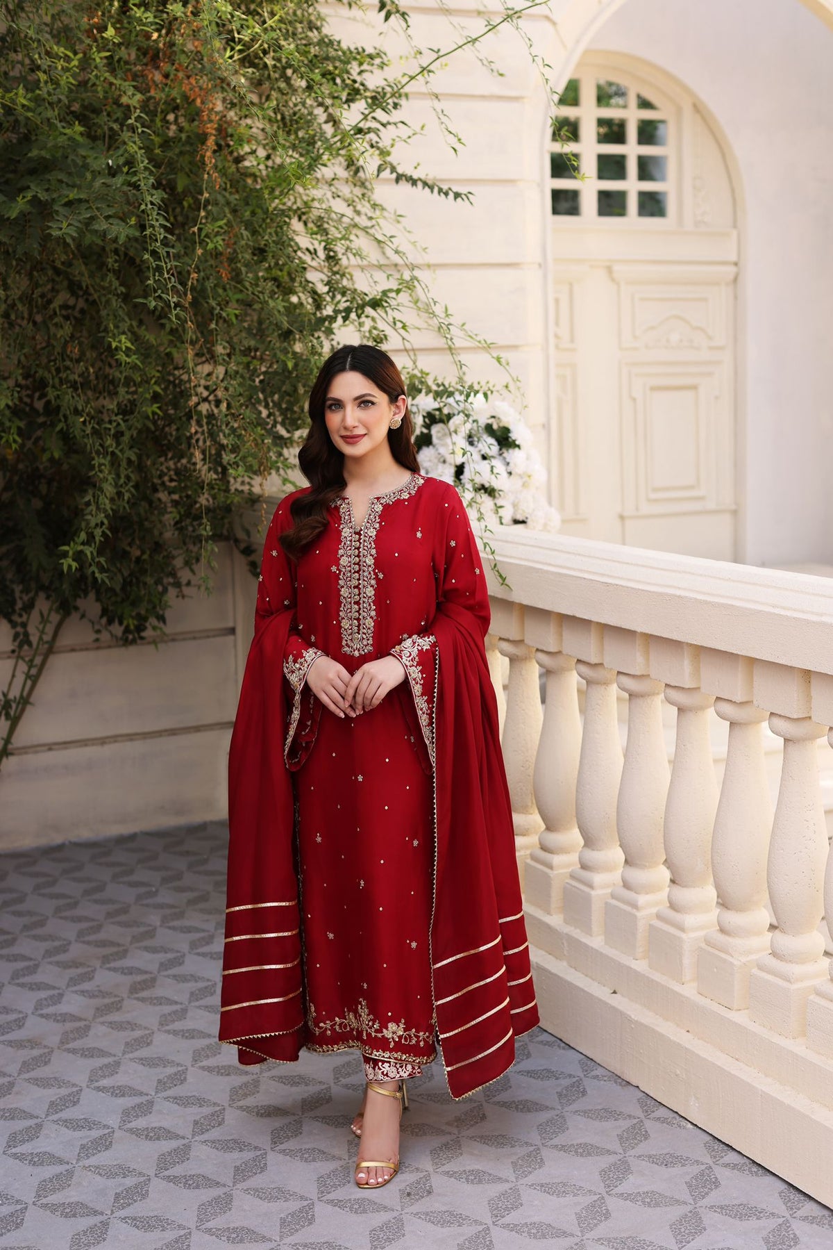 agha noor red dress Amara ( Maroon )