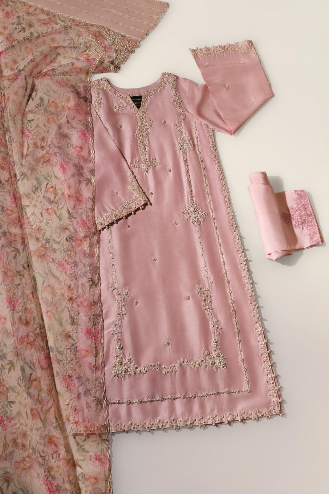 agha noor pink dress 3 Piece