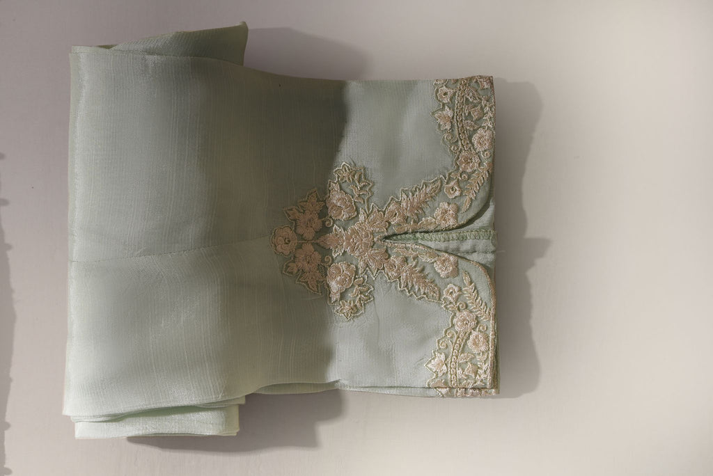 Areesha Embossed Ice Green | Aghanoor Bridal