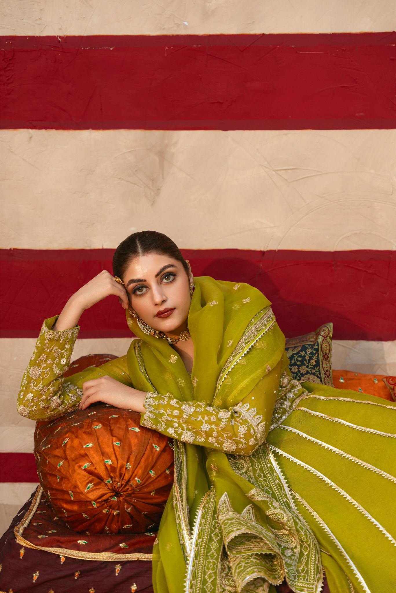 green emerald velvet dress Mehndi Green Pishwas