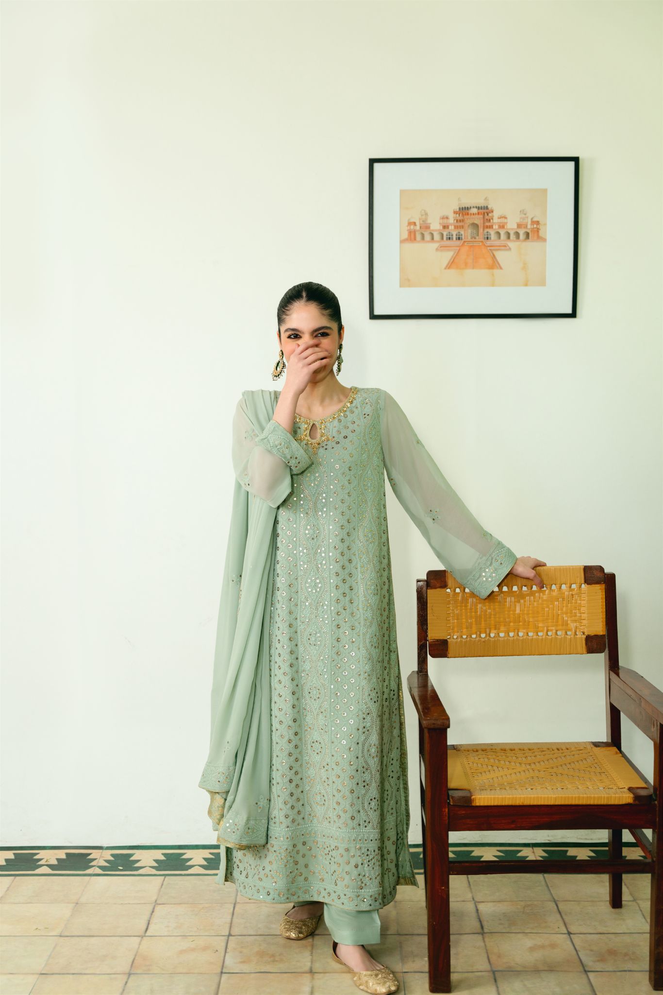 green chikankari dress Mint Green Chikankari